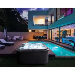 Beliani ARCELIA - Whirlpool buitenbad - Grijs - 215 x 180 cm - Acryl