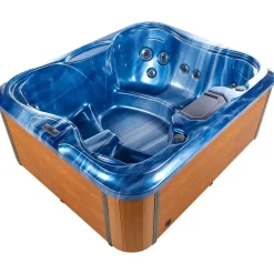Zwembaden En Accessoires-Beliani ARCELIA - Whirlpool buitenbad - Blauw - 215 x 180 cm - Acryl