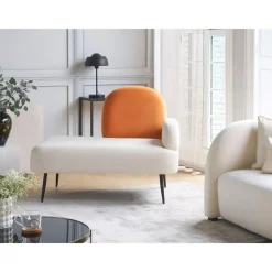 Beliani ARCEY - Chaise longue - Wit/Oranje - Fluweel