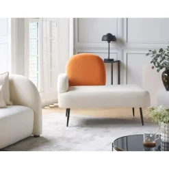 Loveseats-Beliani ARCEY - Chaise longue - Wit - Fluweel