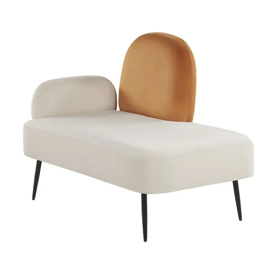 Loveseats-Beliani ARCEY - Chaise longue - Wit - Fluweel
