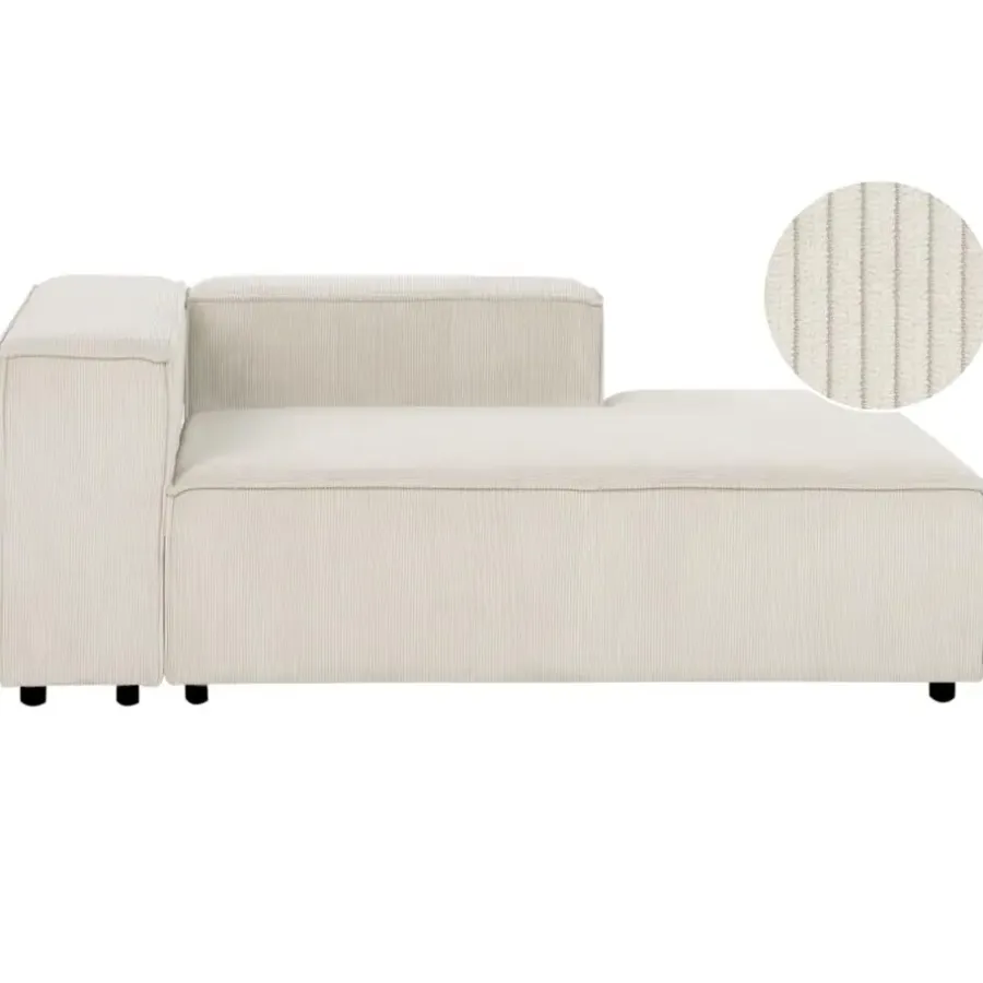Leen Bakker ARDAL - Chaise longue - Off-white - Linkszijdig - Corduroy
