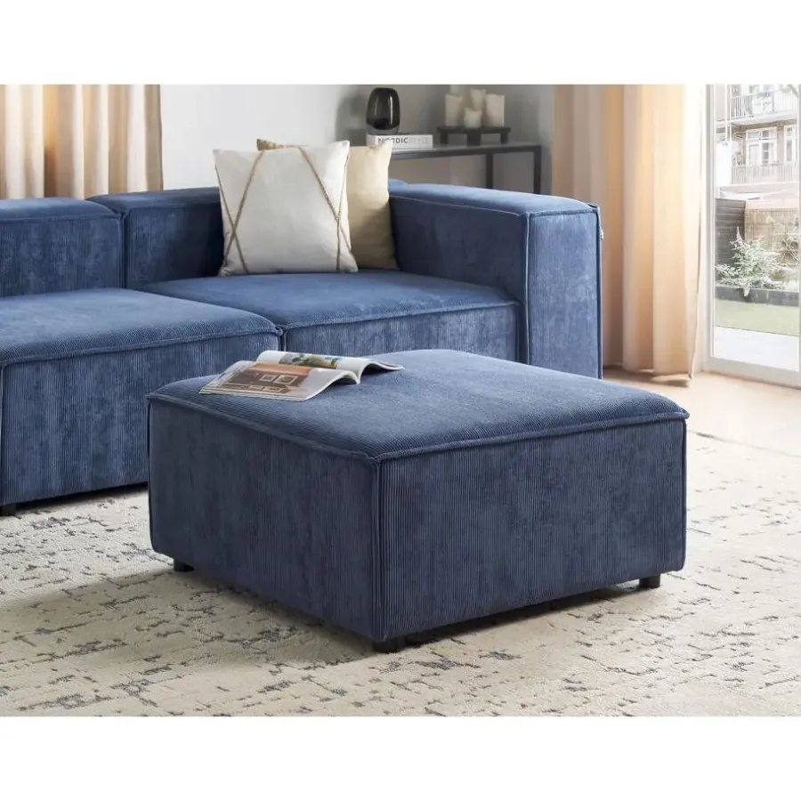 Hockers En Voetenbanken-Leen Bakker ARDAL - Ottomaan - Donkerblauw - Corduroy