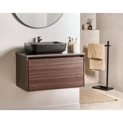 Leen Bakker ARICA - Badkamermeubel met wastafel - Donkerbruin - 80 cm - MDF