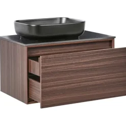 Leen Bakker ARICA - Badkamermeubel met wastafel - Donkerbruin - 80 cm - MDF