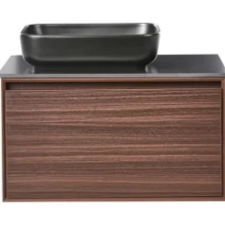 Leen Bakker ARICA - Badkamermeubel met wastafel - Donkerbruin - 80 cm - MDF