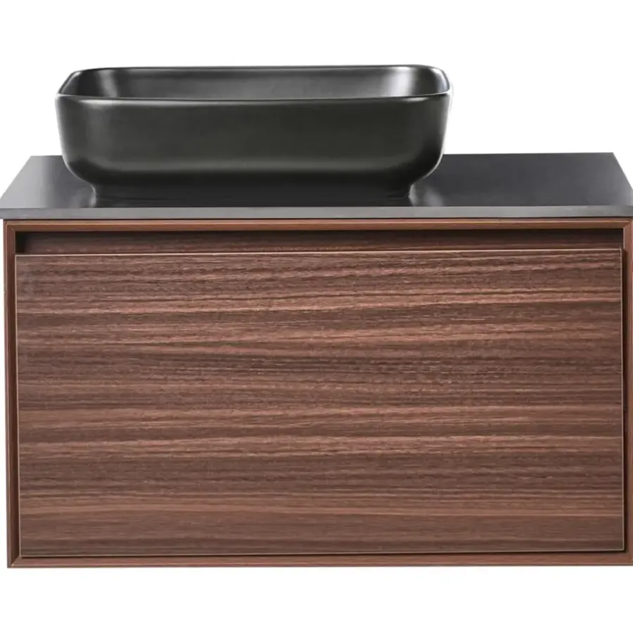 Leen Bakker ARICA - Badkamermeubel met wastafel - Donkerbruin - 80 cm - MDF