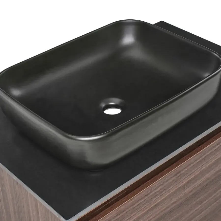 Leen Bakker ARICA - Badkamermeubel met wastafel - Donkerbruin - 80 cm - MDF