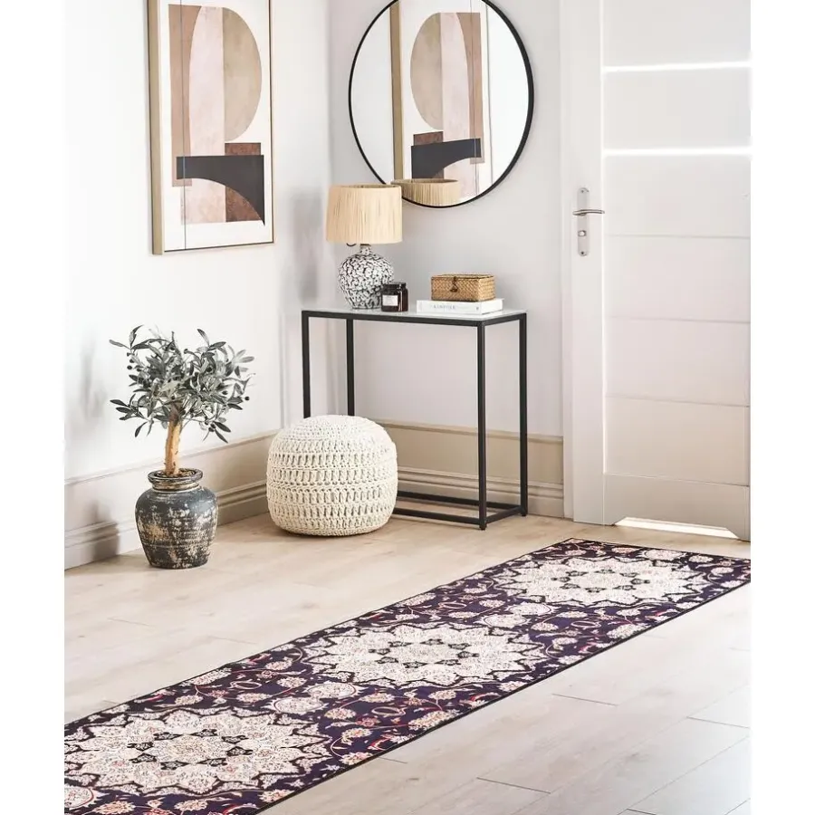 Tapijtlopers En Keukenlopers-Beliani ARITAS - Loper tapijt - Zwart/Beige - 80 x 300 cm - Polyester