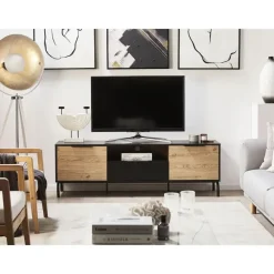 Tv Meubels-Beliani ARKLEY - TV-meubel - Zwart - Vezelplaat