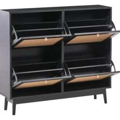 Schoenenkasten-Leen Bakker ARMIDALE - Schoenenkast 4 vakken - Zwart - Vezelplaat
