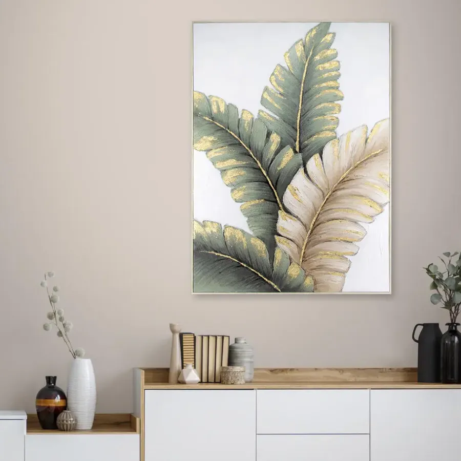 Schilderijen-Art for the Home Handgeschilderd Canvas Lush Leaves 100x70cm