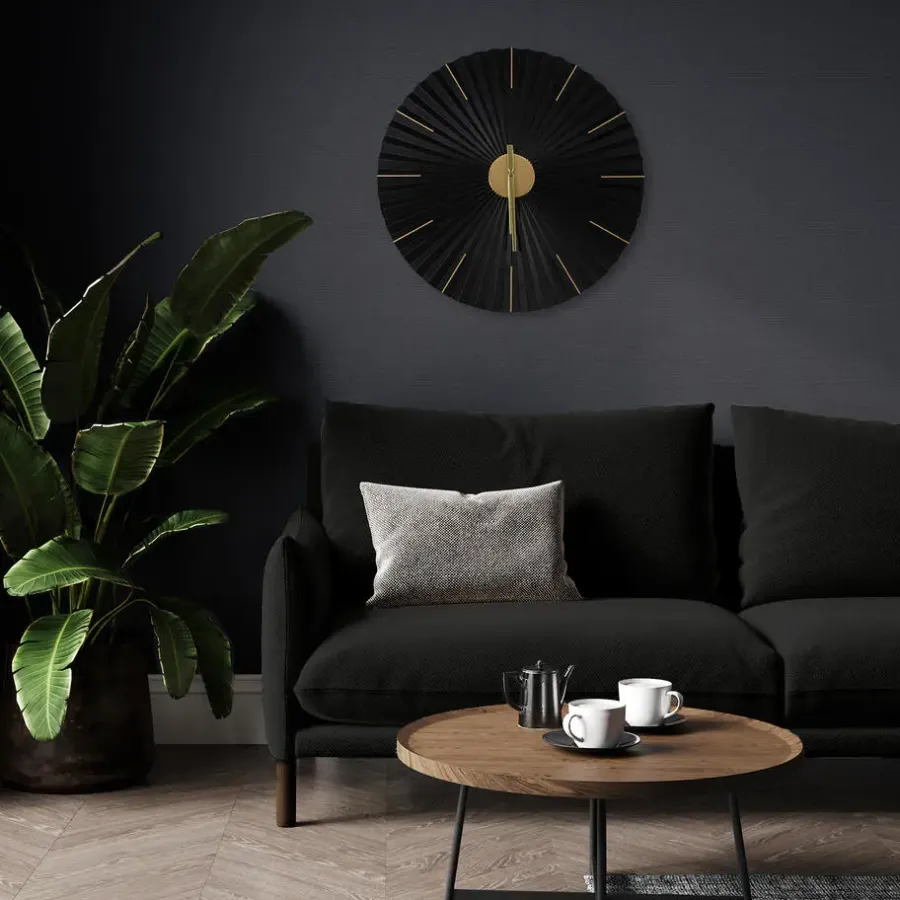 Klokken-Art for the Home Klok Luxe zwart en goud Hangende Klok Origami 59cm