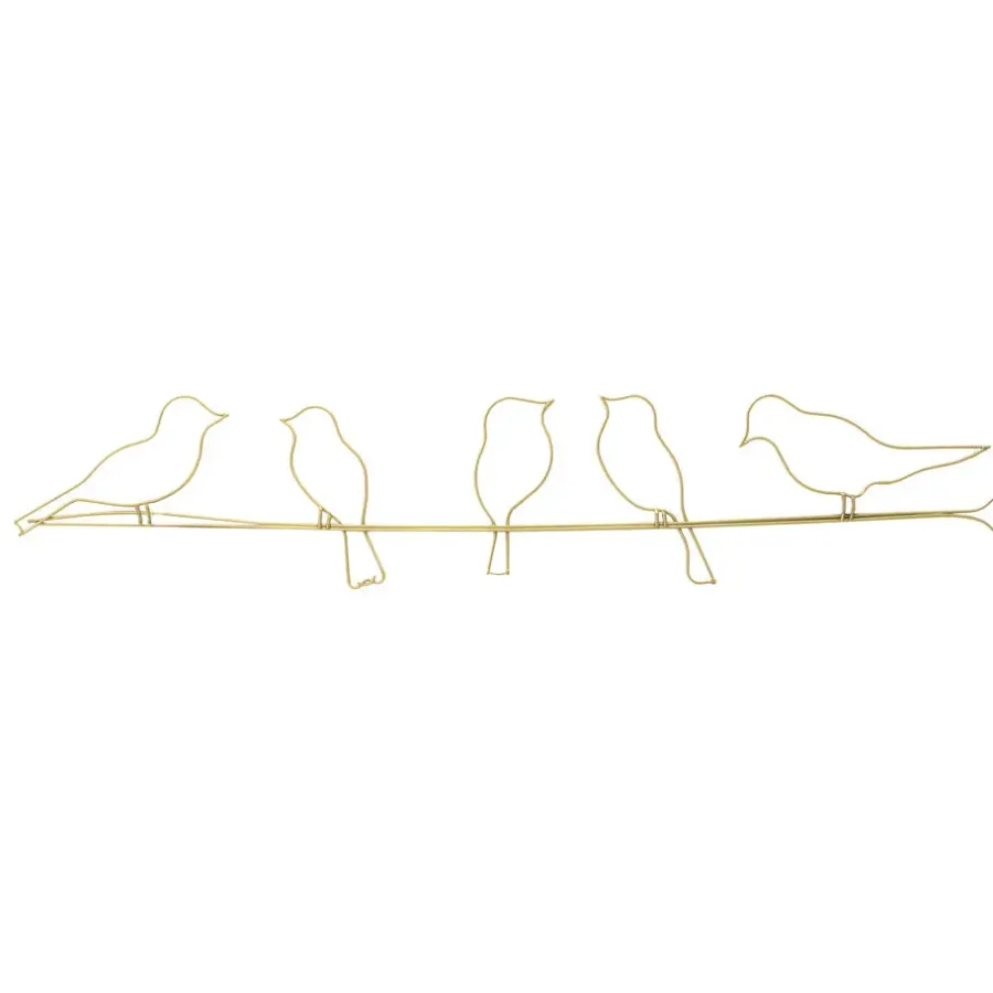 Schilderijen-Art for the Home Metal Art Vogels op draad goud 60x12,5cm
