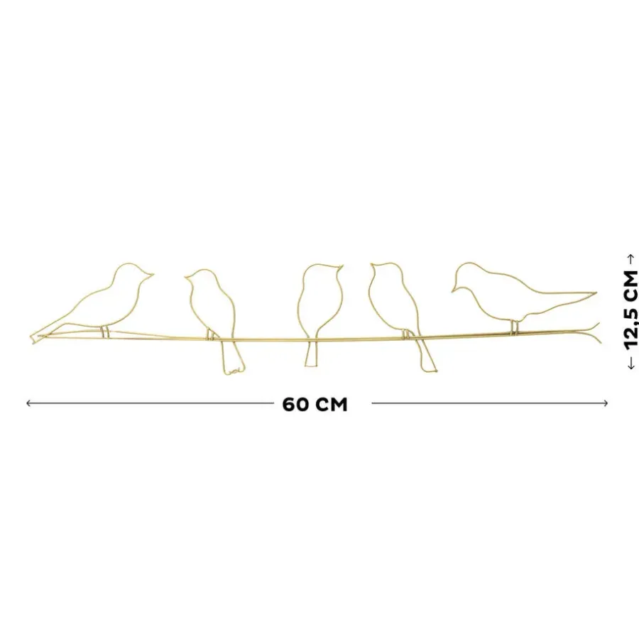 Schilderijen-Art for the Home Metal Art Vogels op draad goud 60x12,5cm