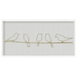 Schilderijen-Art for the Home Metal Art Vogels op draad goud 60x12,5cm
