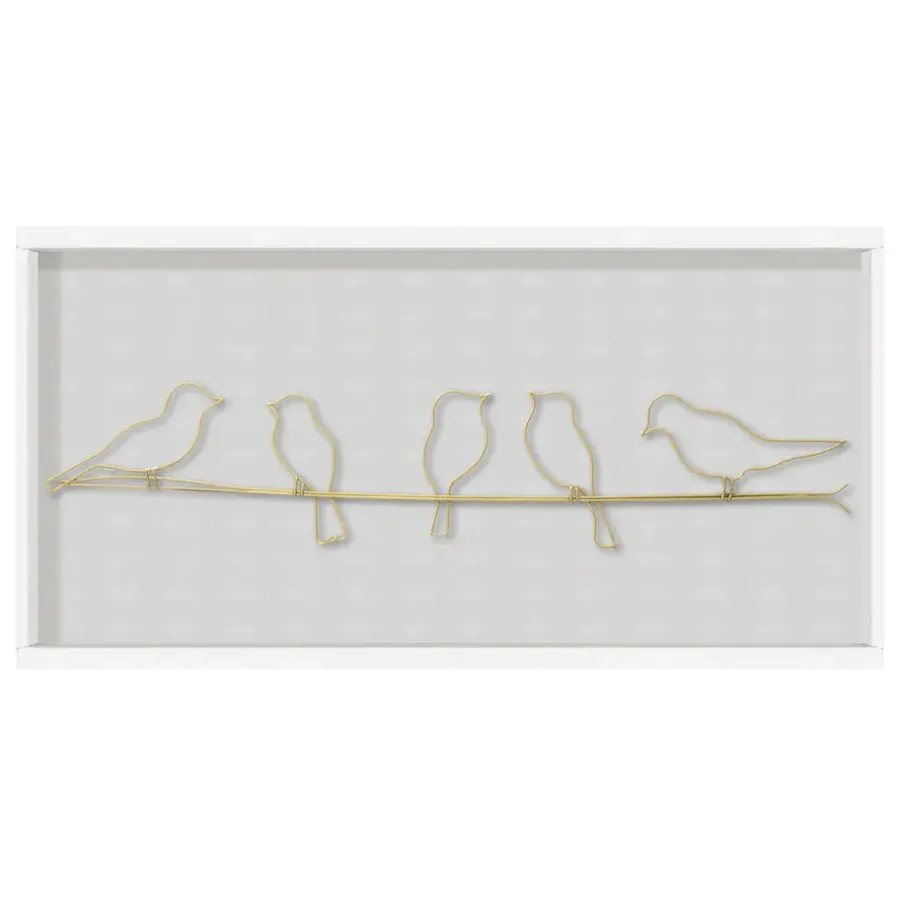 Schilderijen-Art for the Home Metal Art Vogels op draad goud 60x12,5cm