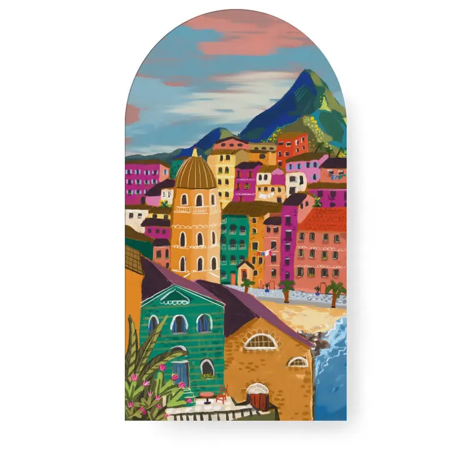 Art for the Home Art voor de Home Canvas Boogvormig Kleuren aan de Italiaanse Kust