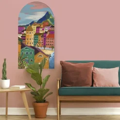 Art for the Home Art voor de Home Canvas Boogvormig Kleuren aan de Italiaanse Kust