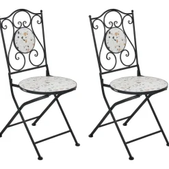 Bistro- & Balkonsets-Leen Bakker ARTENA - Set van 2 tuinstoelen - Zwart - IJzer