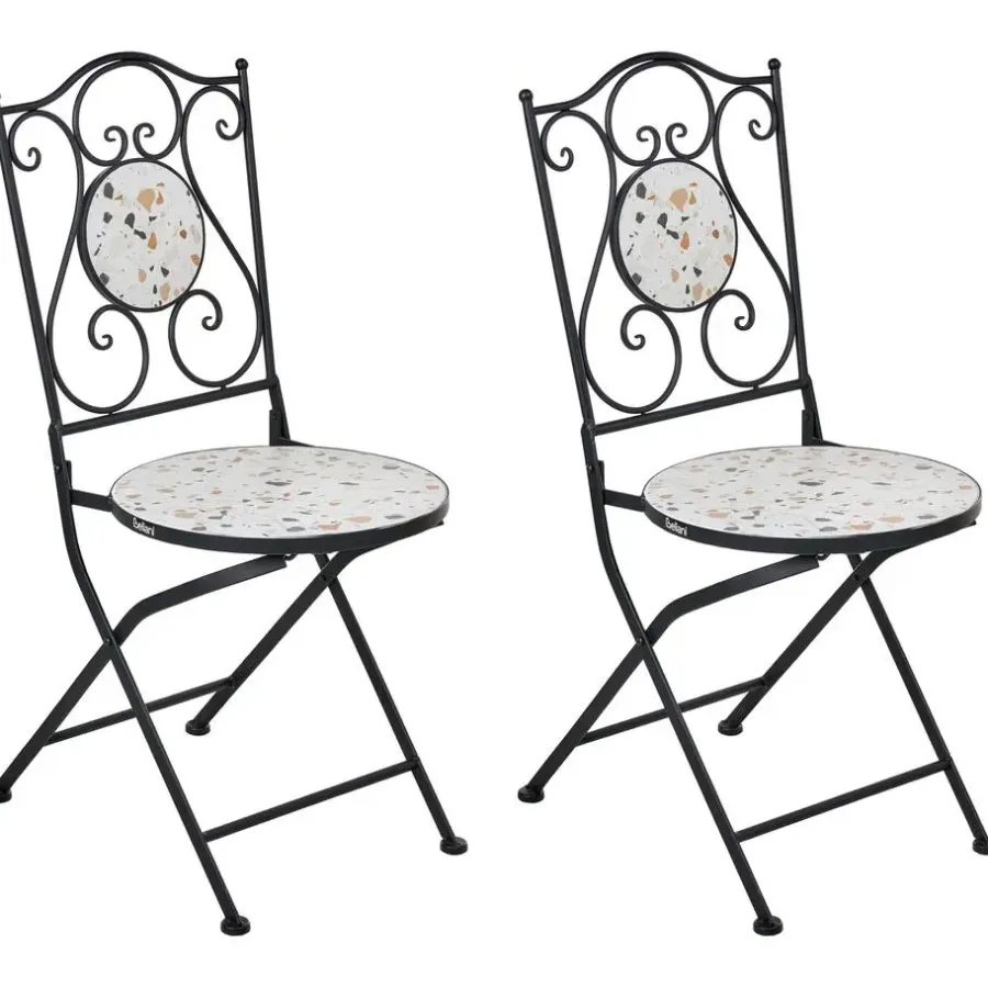 Bistro- & Balkonsets-Leen Bakker ARTENA - Set van 2 tuinstoelen - Zwart - IJzer