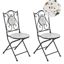 Bistro- & Balkonsets-Leen Bakker ARTENA - Set van 2 tuinstoelen - Zwart - IJzer
