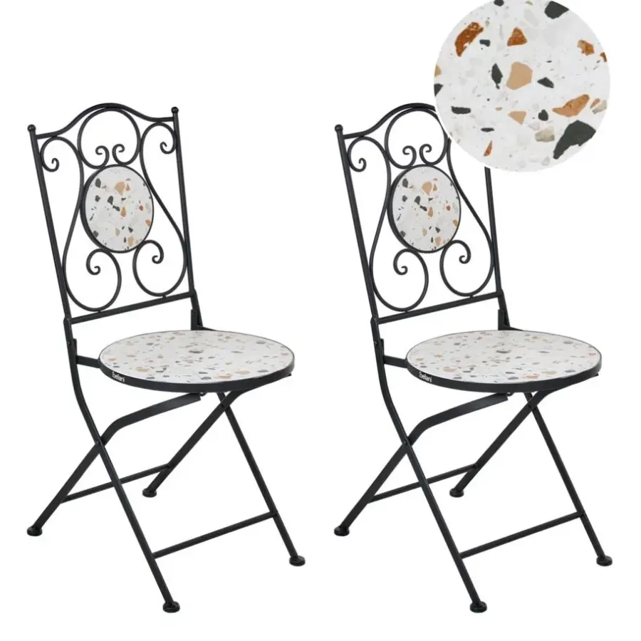 Bistro- & Balkonsets-Leen Bakker ARTENA - Set van 2 tuinstoelen - Zwart - IJzer
