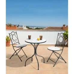 Bistro- & Balkonsets-Leen Bakker ARTENA - Set van 2 tuinstoelen - Zwart - IJzer