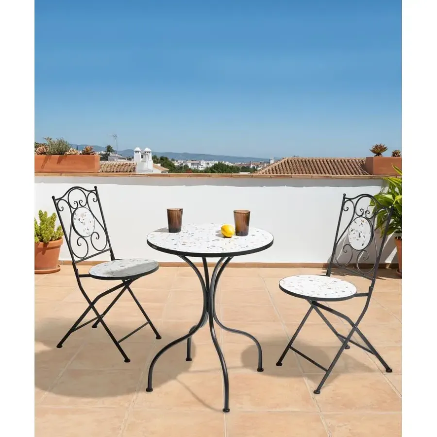 Bistro- & Balkonsets-Leen Bakker ARTENA - Set van 2 tuinstoelen - Zwart - IJzer