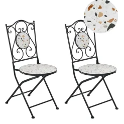 Bistro- & Balkonsets-Leen Bakker ARTENA - Set van 2 tuinstoelen - Zwart - IJzer