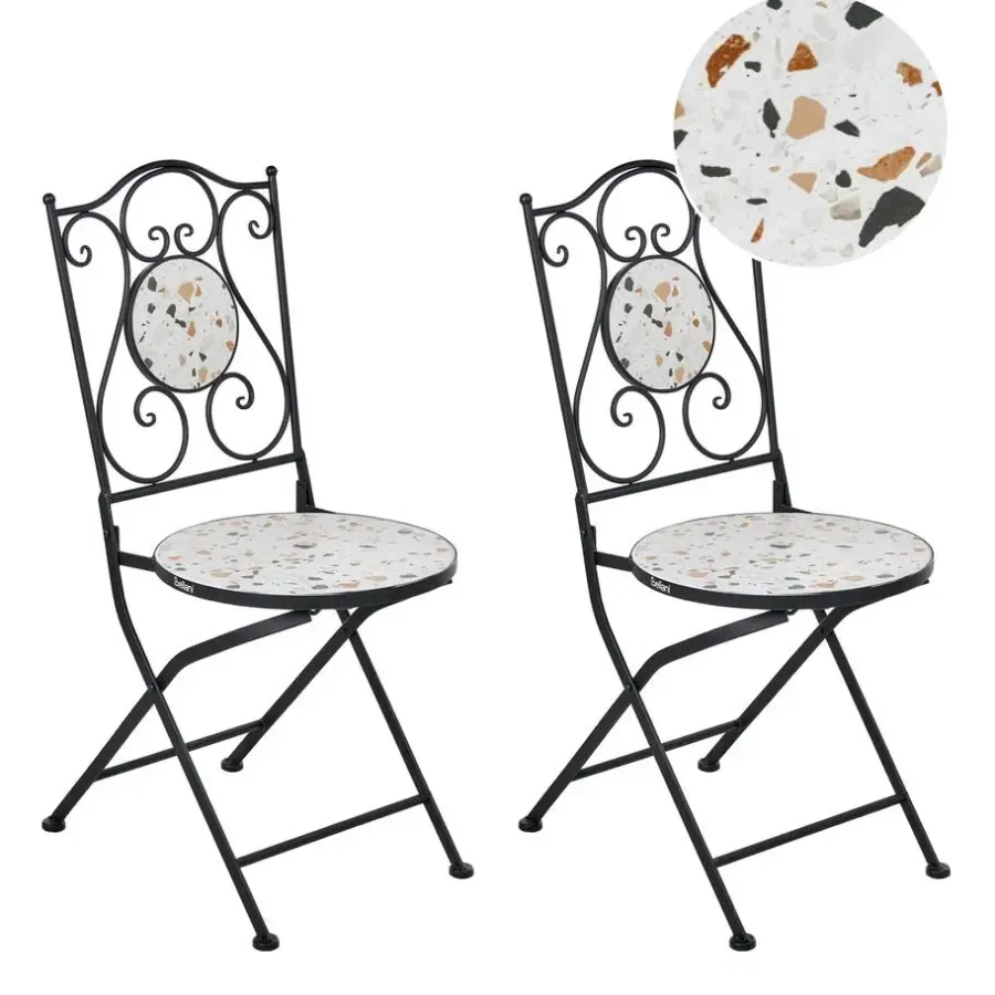 Bistro- & Balkonsets-Leen Bakker ARTENA - Set van 2 tuinstoelen - Zwart - IJzer