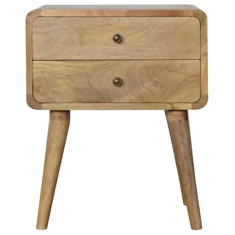 Artisan Furniture Massief Houten Gebogen Eiken Nachtkastje