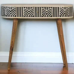 Sidetables-Artisan Furniture Solid hout Edessa Sidetable Tafel met Bone Inlay