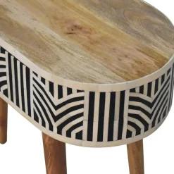 Sidetables-Artisan Furniture Solid hout Edessa Sidetable Tafel met Bone Inlay