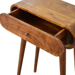 Sidetables-Artisan Furniture Solid hout Ronde Kastanje Sidetable