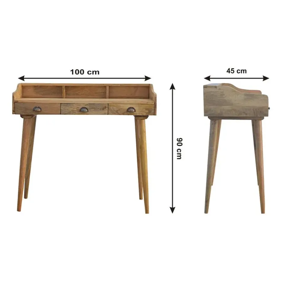Artisan Furniture Solid hout Bureau met Rugleuning en Schelpvorm