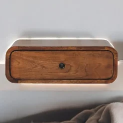 Nachtkastjes|Nachtkastjes-Artisan Furniture Solid hout Avora Wandkastje Honing Karamel met