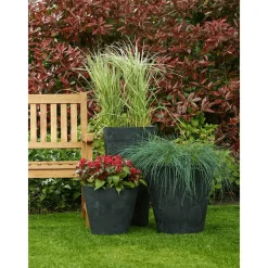 Ter Steege Artstone Bloempot Claire - zwart - 43x39 cm - met drainagesysteem