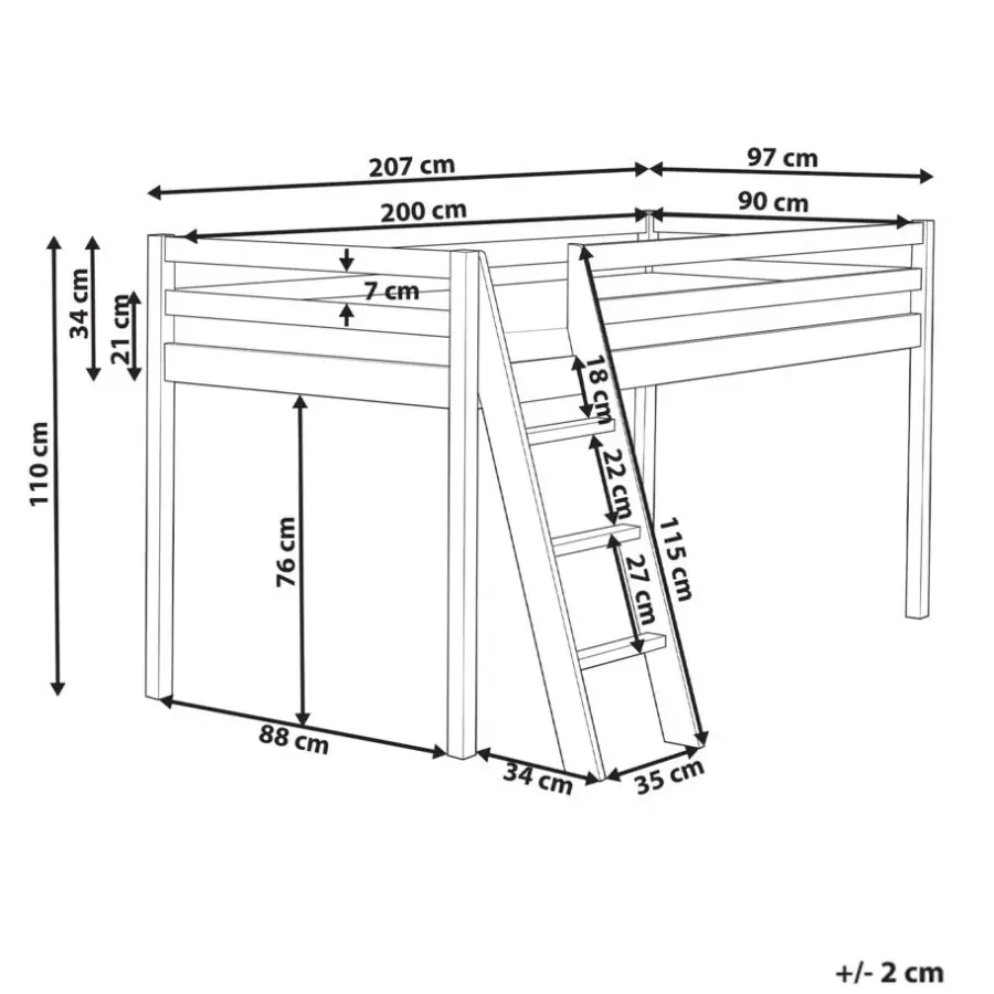 Beliani ASCOUX - Kinderbed - Roze - 90 x 200 cm - Dennenhout