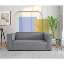 Dorel Home Asmund - Slaapbank 2-zits in grijze linnenoptik