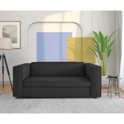 Slaapbanken|Slaapbanken-Dorel Home Asmund - Slaapbank 2-zits in antraciet linnenoptik