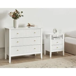 Ladekasten|Ladekasten-Leen Bakker ASSISI - Dressoir 3 lades - Wit - MDF