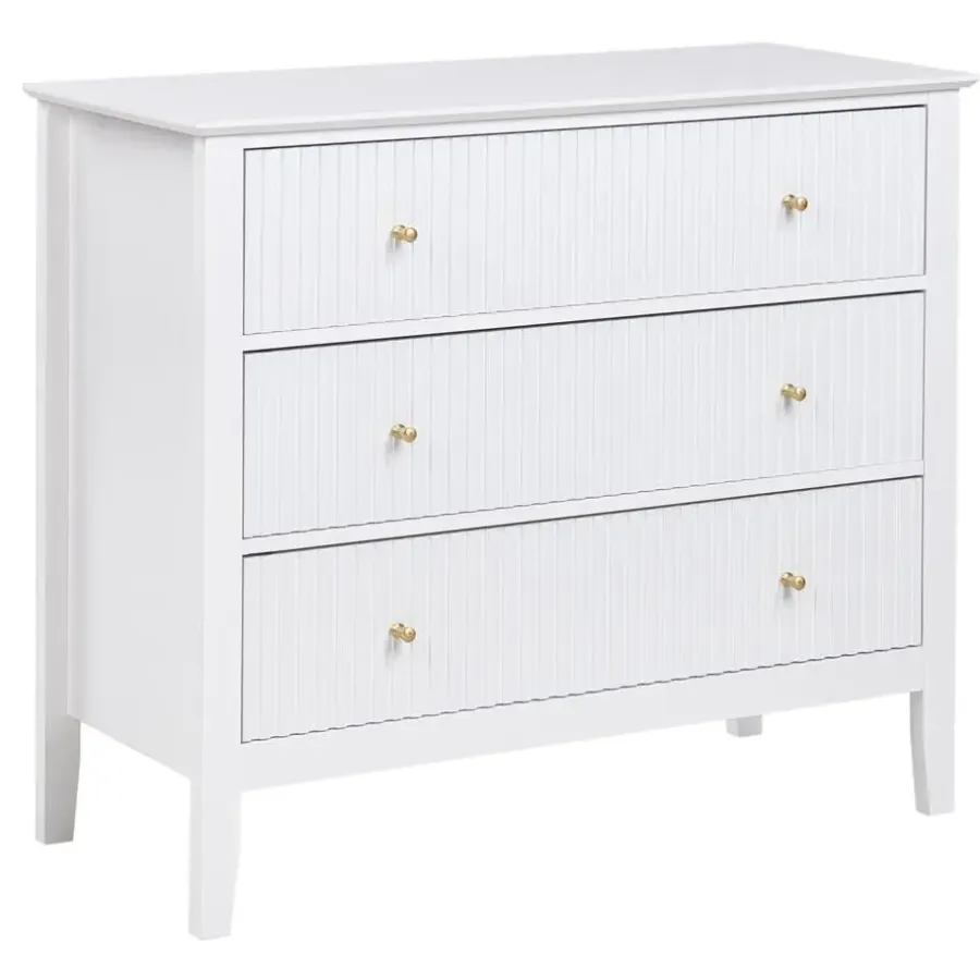 Ladekasten|Ladekasten-Leen Bakker ASSISI - Dressoir 3 lades - Wit - MDF