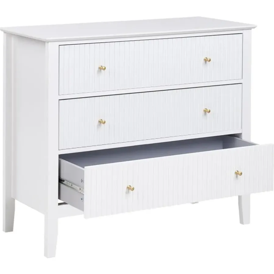 Ladekasten|Ladekasten-Leen Bakker ASSISI - Dressoir 3 lades - Wit - MDF