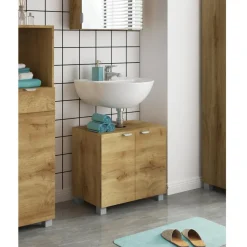 Dorel Home Atlas - Wastafelonderkast 60 cm met 2 deuren in eikenoptik