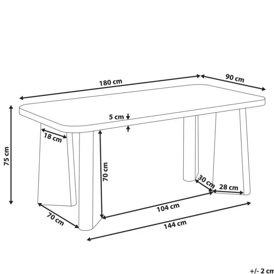 Beliani ATLIN - Eettafel - Zwart - 180 x 90 cm - MDF