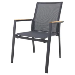 Tuinstoelen-Van der Garde Tuinmeubelen - Premium Atmos stapelbare tuinstoel - Antraciet/Teak