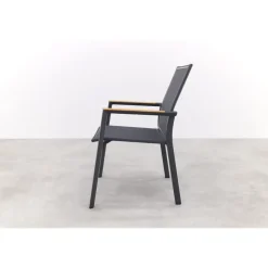 Tuinstoelen-Van der Garde Tuinmeubelen - Premium Atmos stapelbare tuinstoel - Antraciet/Teak