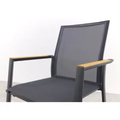 Tuinstoelen-Van der Garde Tuinmeubelen - Premium Atmos stapelbare tuinstoel - Antraciet/Teak