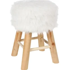 Krukjes-Atmosphera Bijzet/zit krukje Oslo - hout/stof - wit - H42 cm
